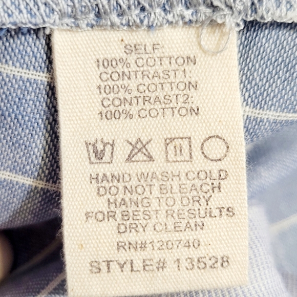 Hem & Thread Sleeveless Shirt Dress Size Small Blue Striped Button Front Tie - Picture 8 of 8